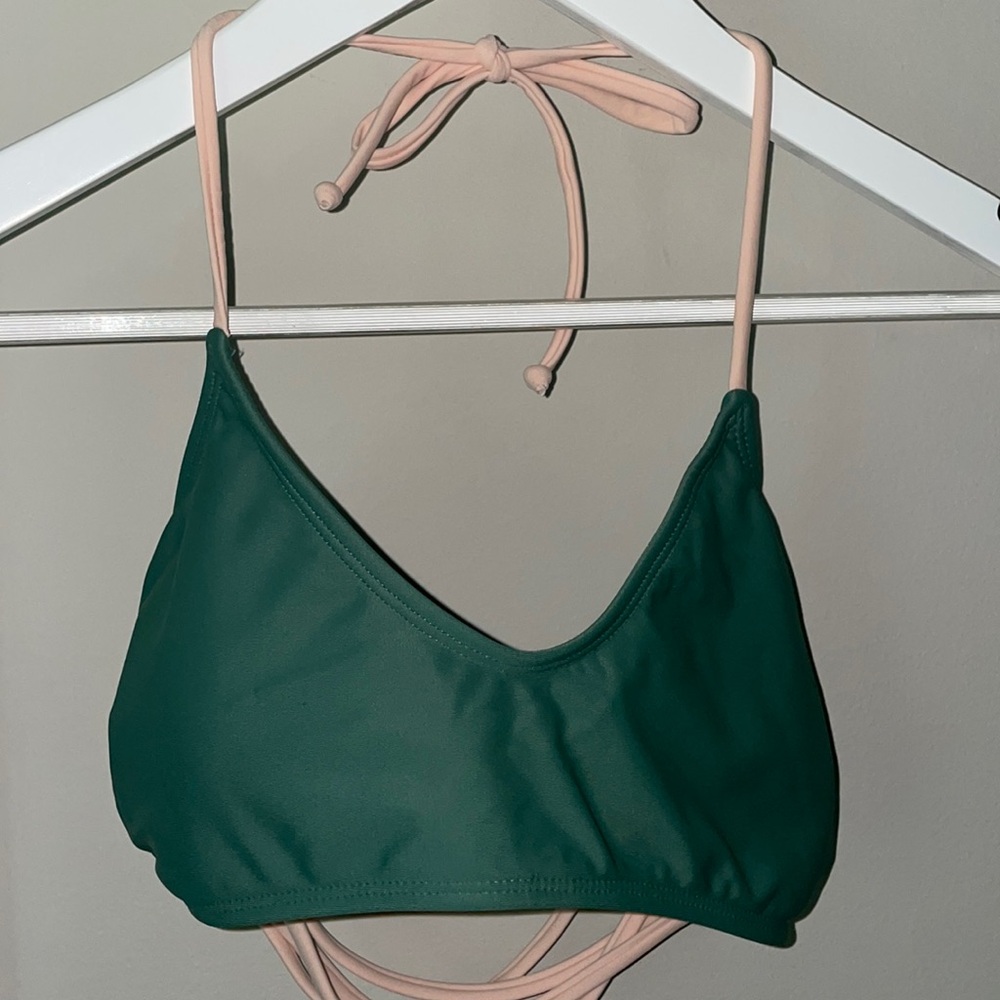 Green & pink swim top